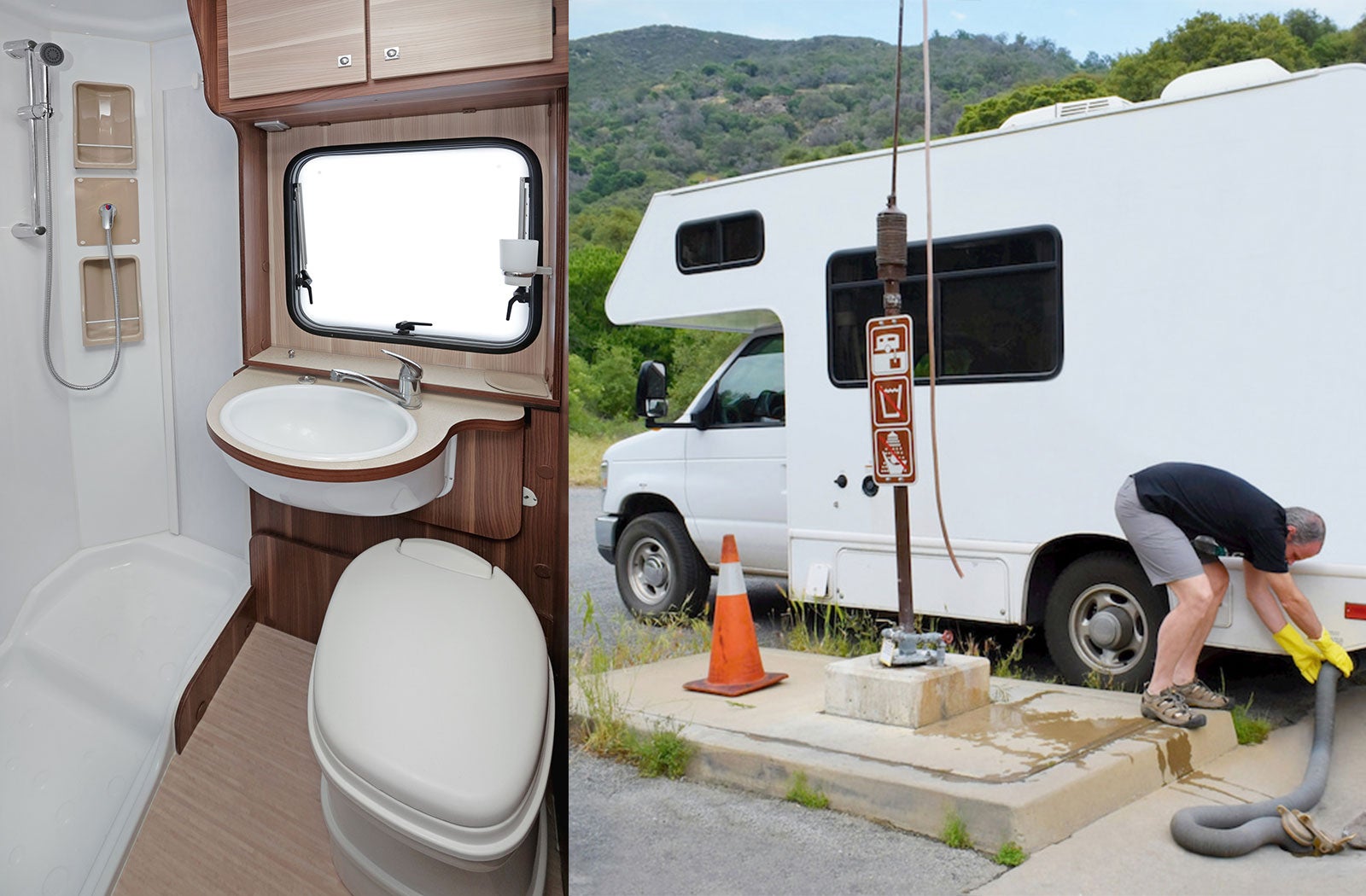 Portable RV/camper toilet and holding tank setup in Clarksville, Tennessee