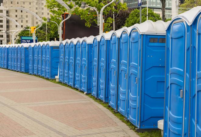 Seasonal porta potty units set up at a Clarksville, Tennessee venue