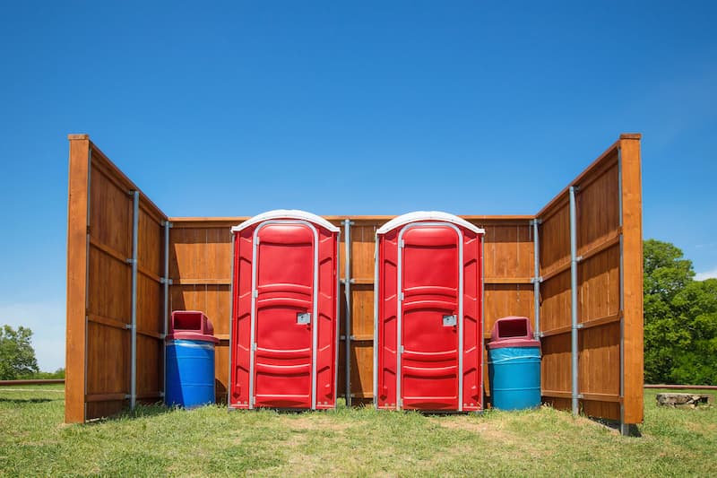 Short-term porta potty units staged for delivery in Clarksville, Tennessee